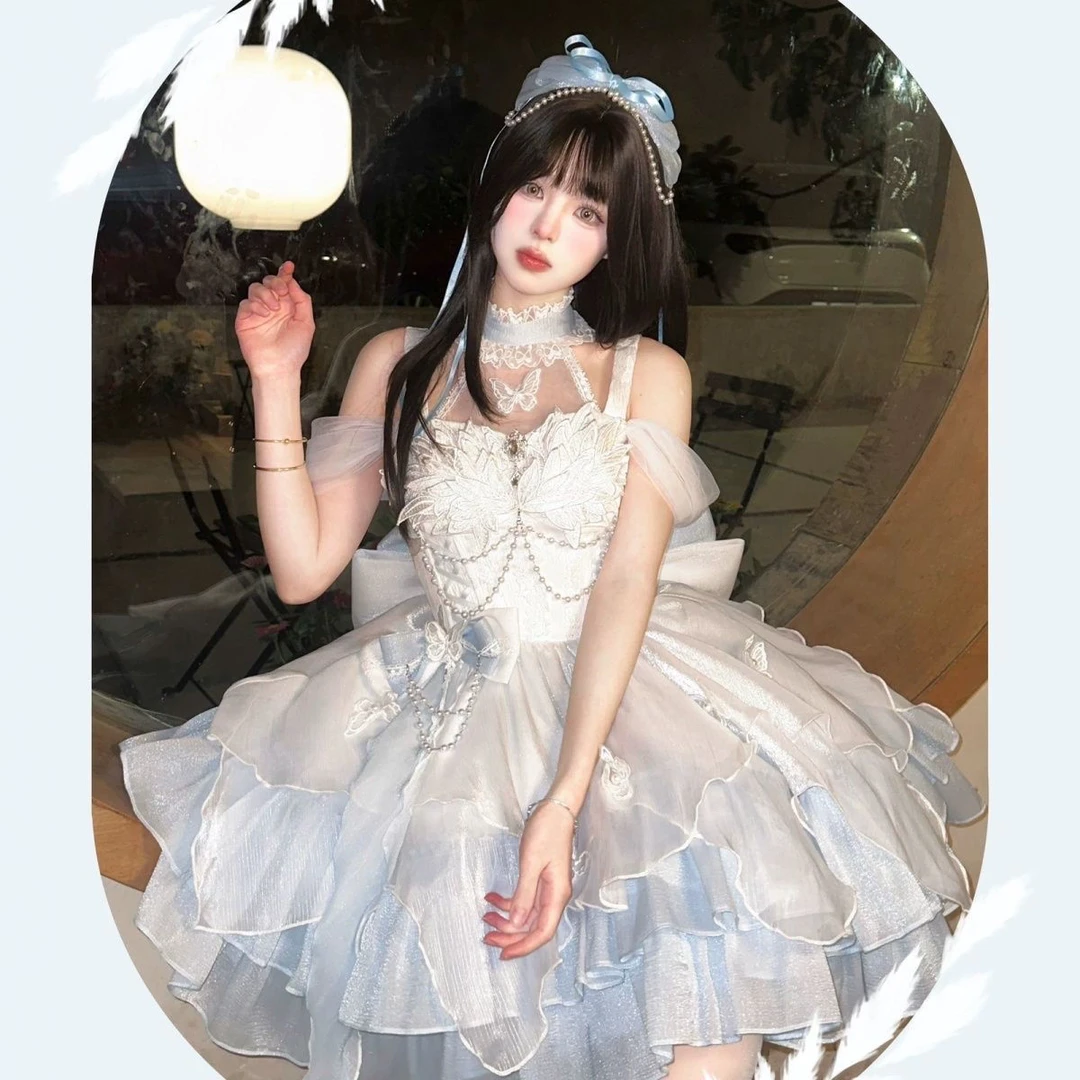 小鱼【1-50】夏季甜妹软妹萝莉少女日系可爱公主生日吊带连衣裙