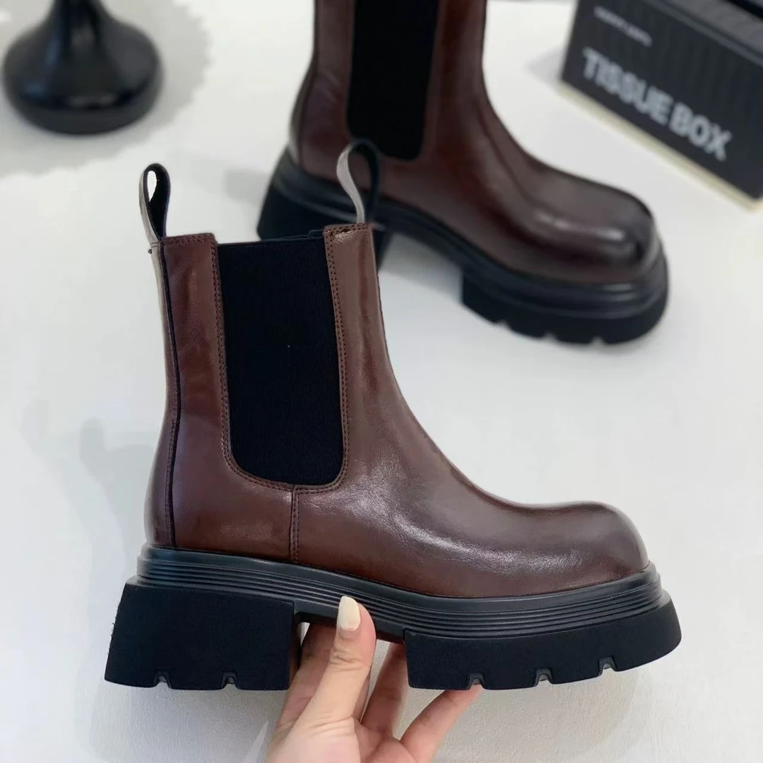 7881厚底显瘦百搭小个子马丁靴女2024年秋季新款时尚复古切尔西靴