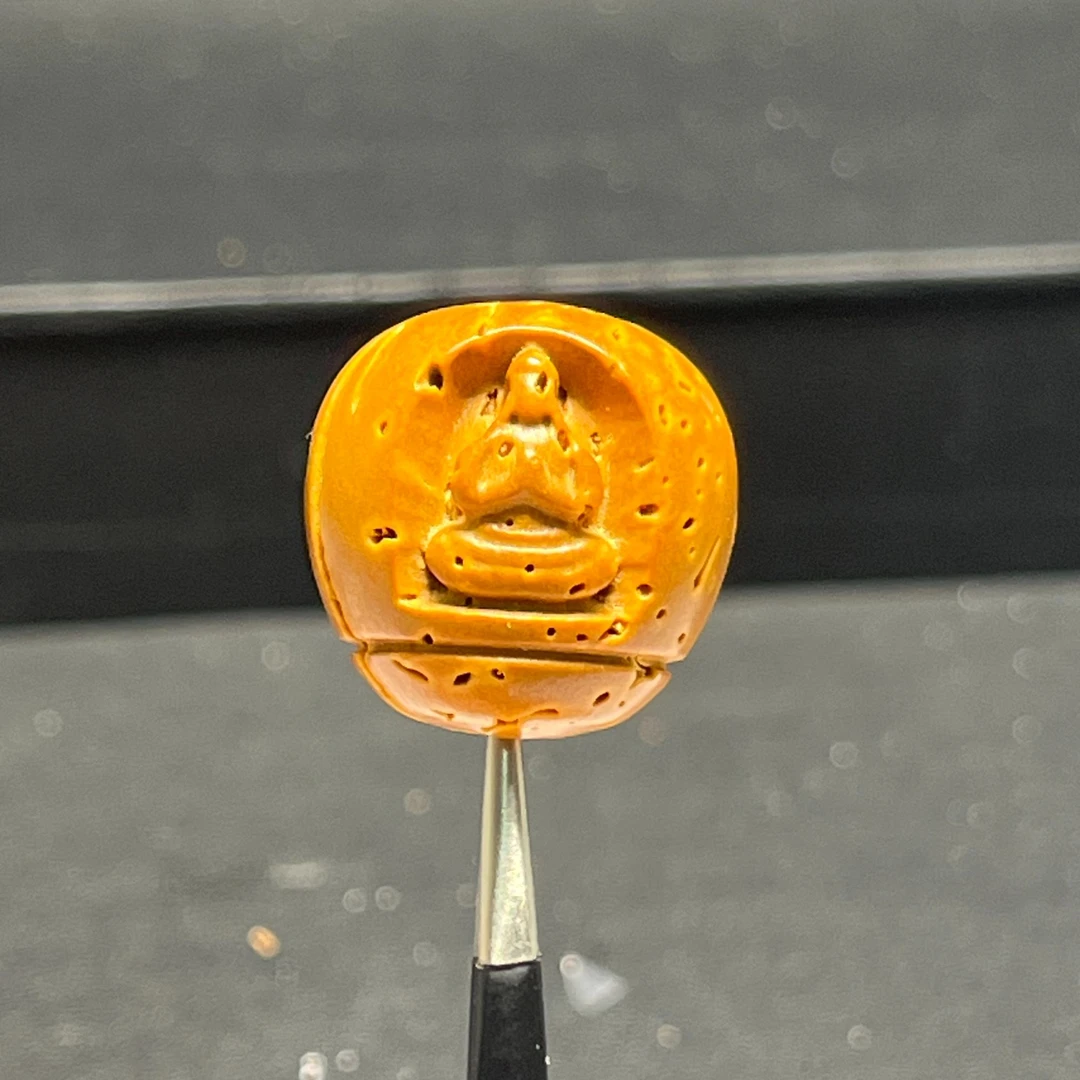 脑纹桃核雕刻无相佛三通单颗文玩配饰手串文玩收藏