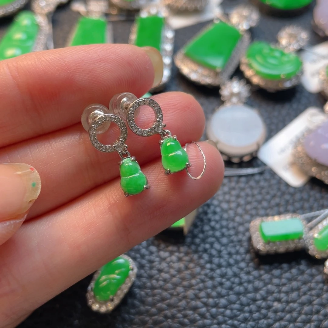 翡翠银S925镶嵌吊坠(不含链)耳坠