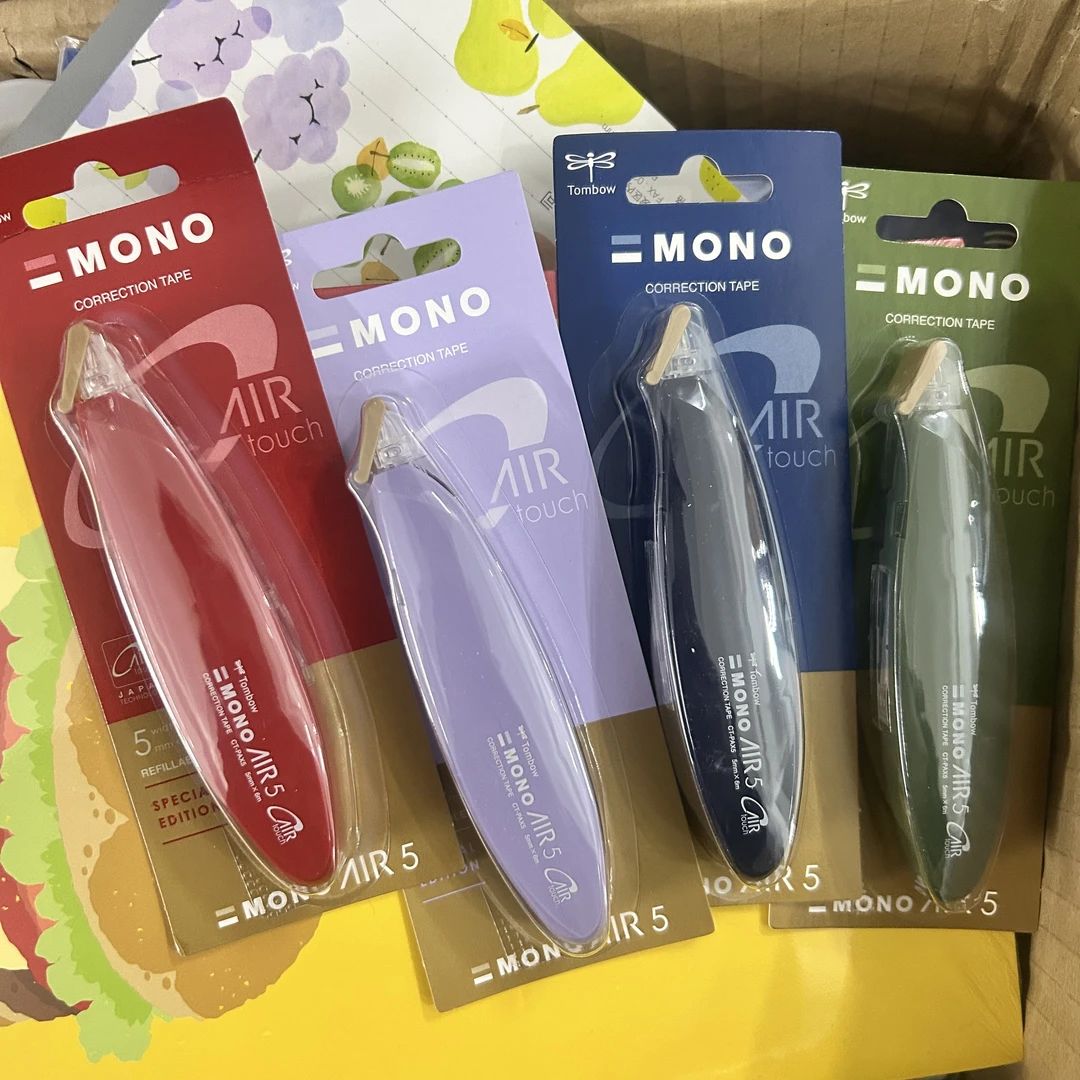 【4个装】Tombow蜻蜓复古烟熏色笔形修正带MONO可换替芯静音修正带