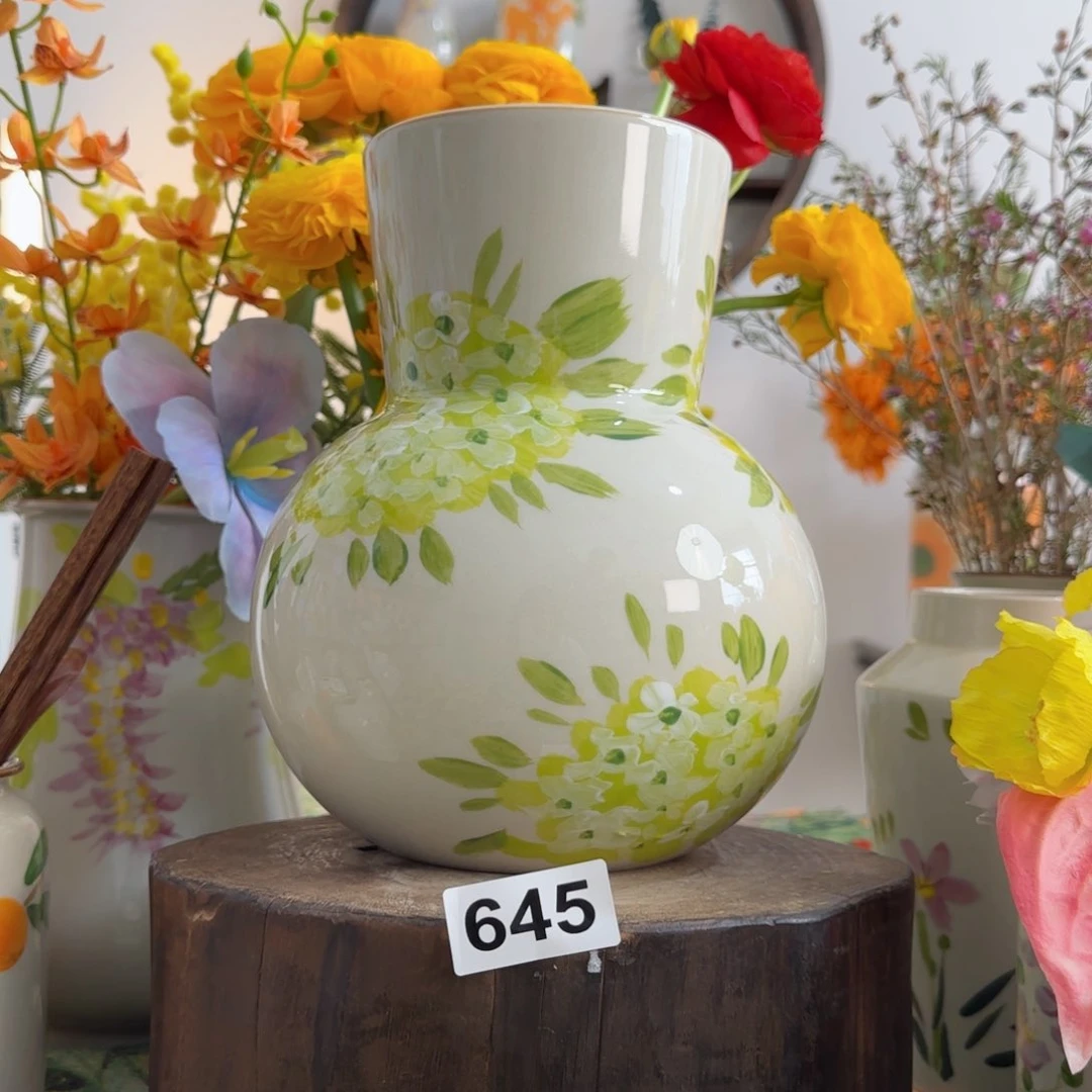 摆件景德镇陶瓷手绘小花瓶摆件无孔