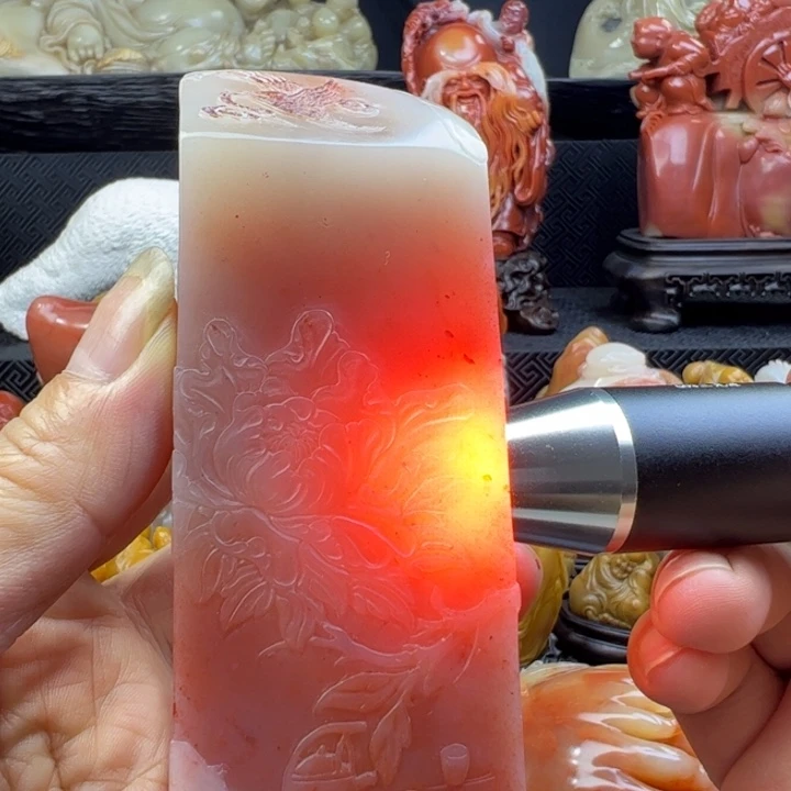 寿山石直播间专属福利印章雕刻牡丹《花开富贵》
