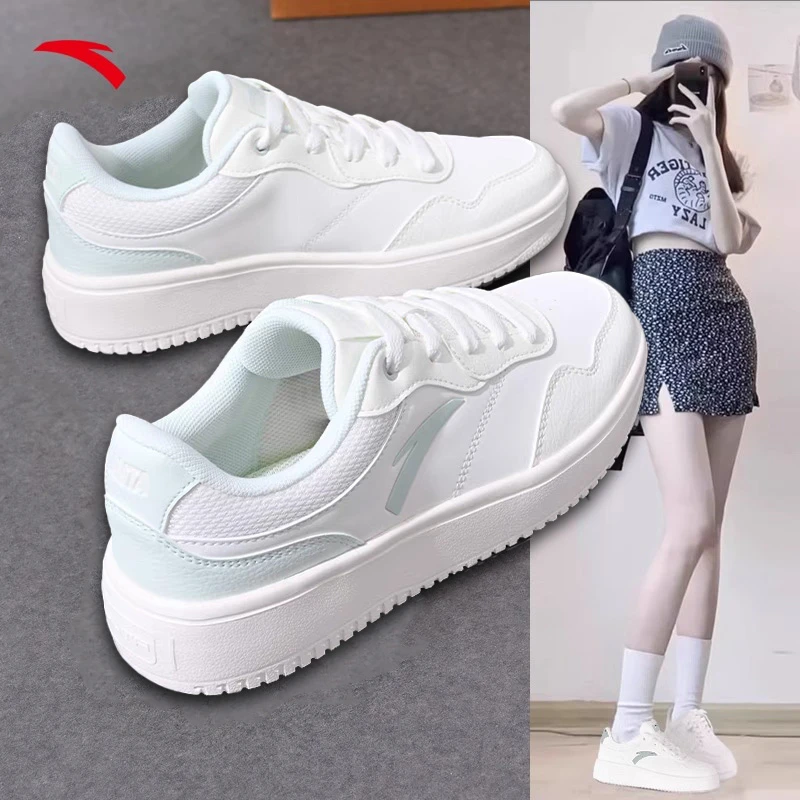 安踏板鞋女鞋低帮休闲小白鞋2025冬季新款轻便百搭官方正品鞋子