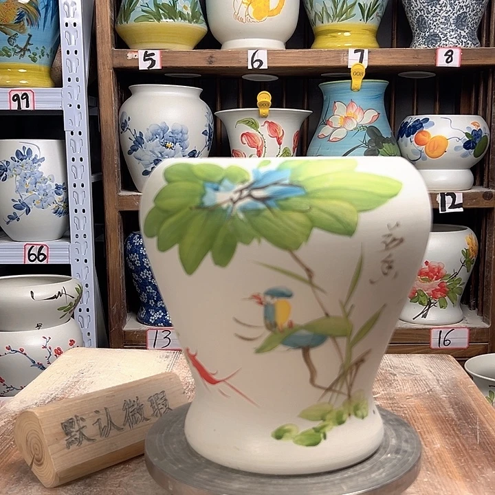 白泥鱼尾荷花鸟新款新款陶瓷