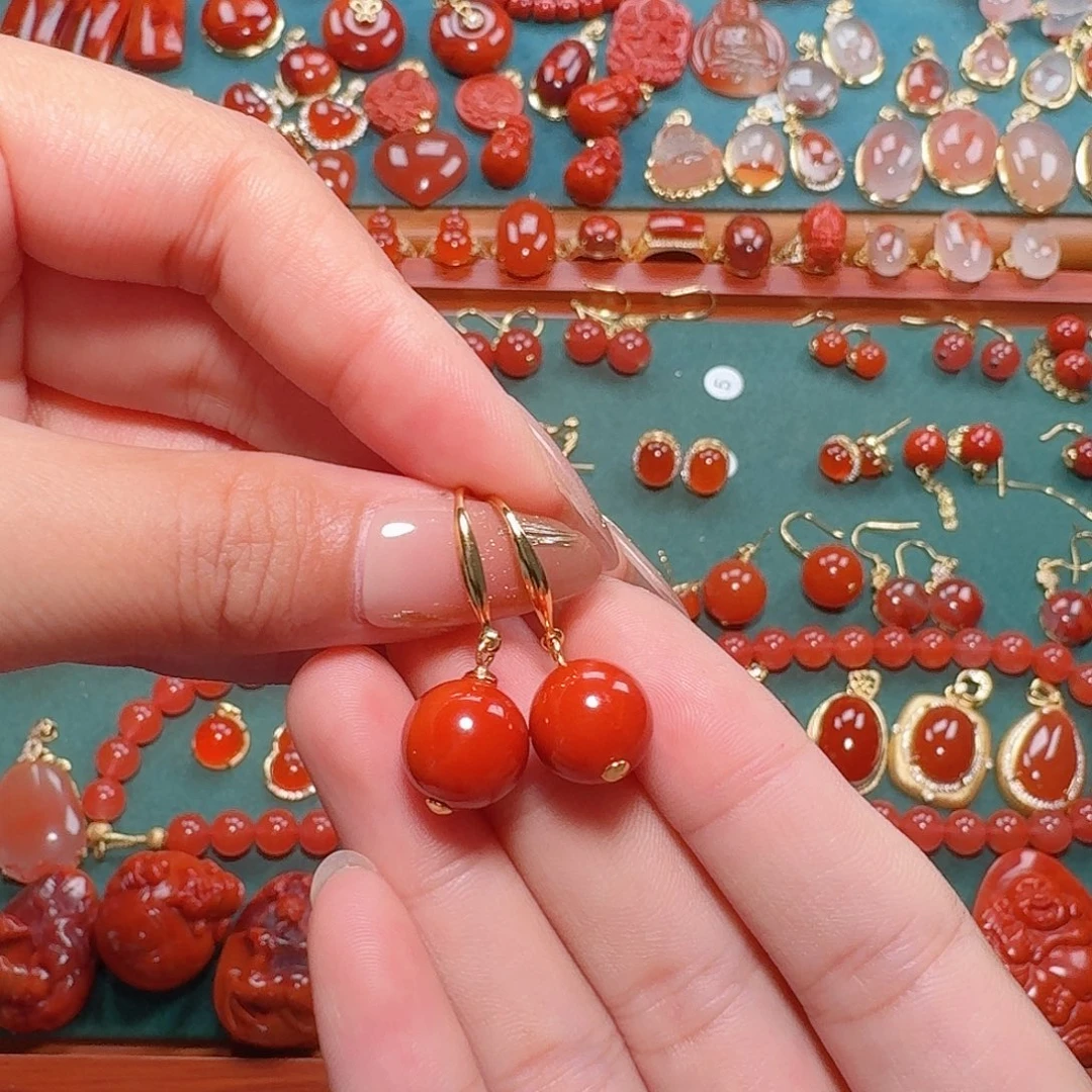 南红玛瑙银S925镶嵌11+