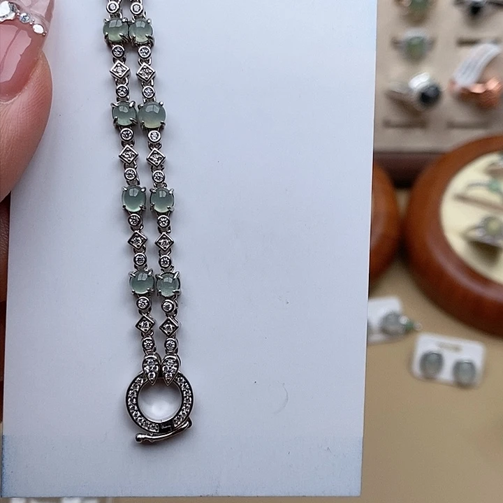 翡翠套链银S925镶嵌1111