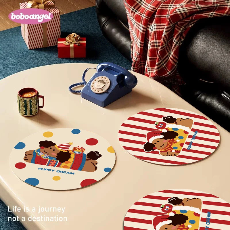 【四块装】圆形可爱卡通小尺寸硅藻泥茶杯垫水杯垫防滑速干吸水垫