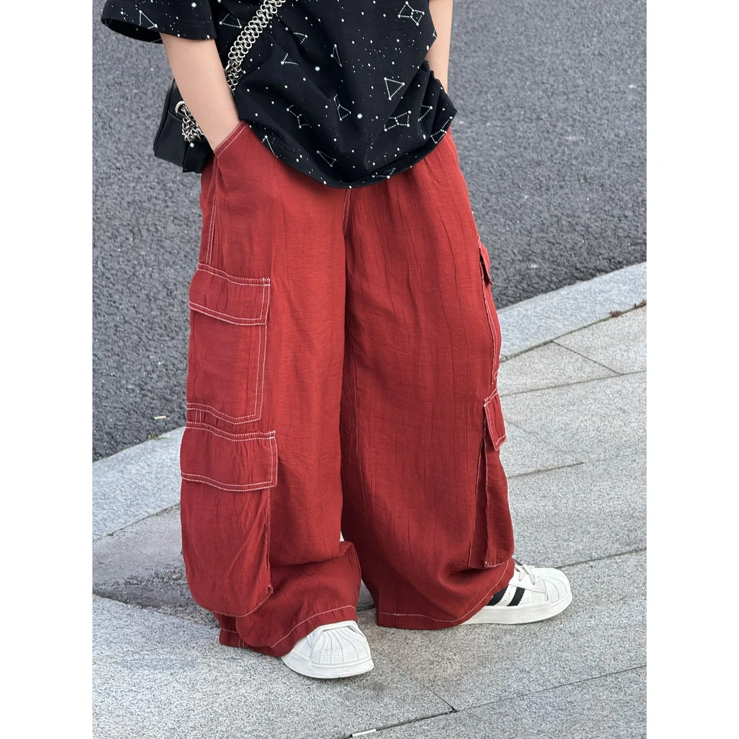 现货THE LUHAN【锋芒毕露】夏季直筒宽松亲子装大童休闲工装裤25202