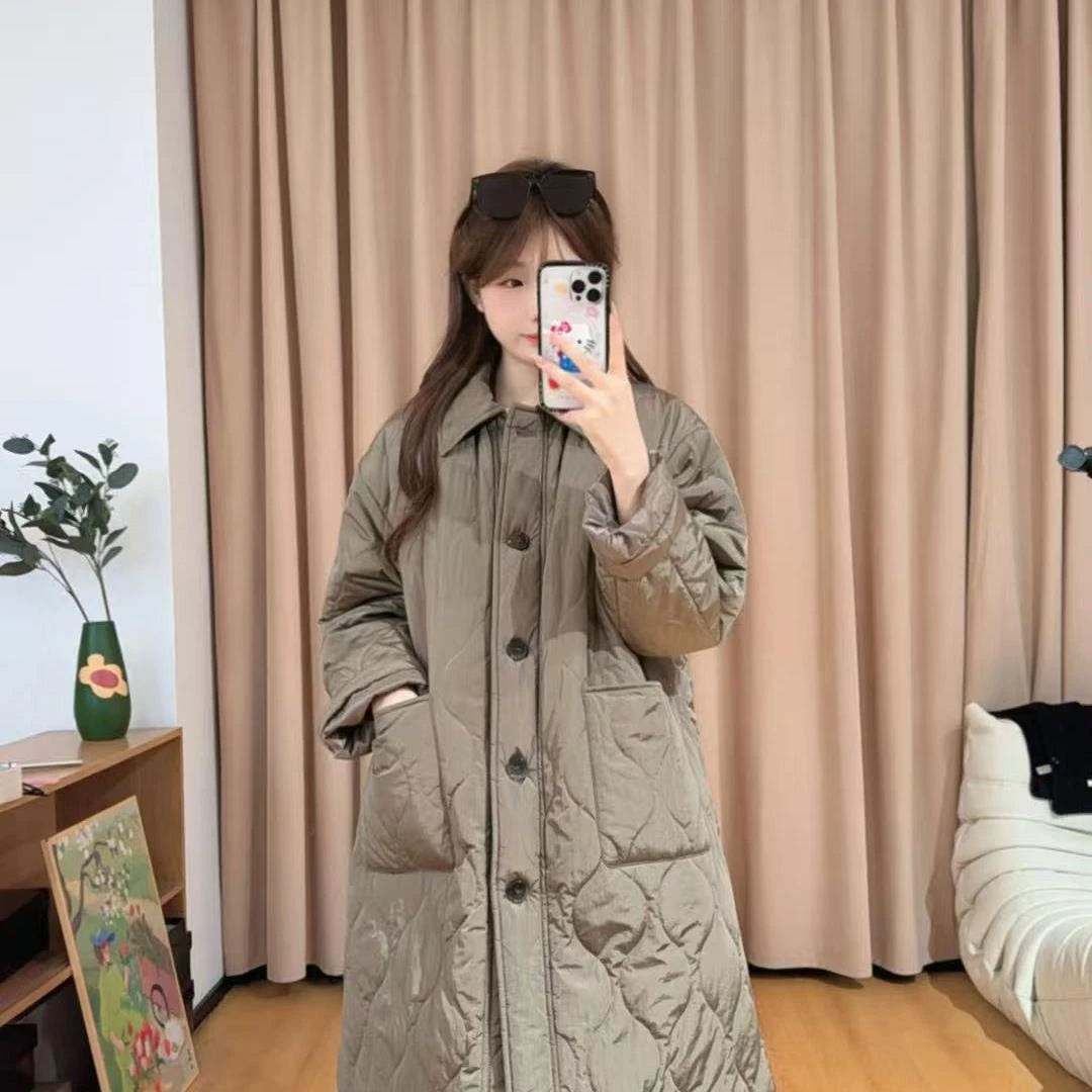 82140余小鱼【葫芦棉服】两色单排扣POLO领中长款秋冬外套女装