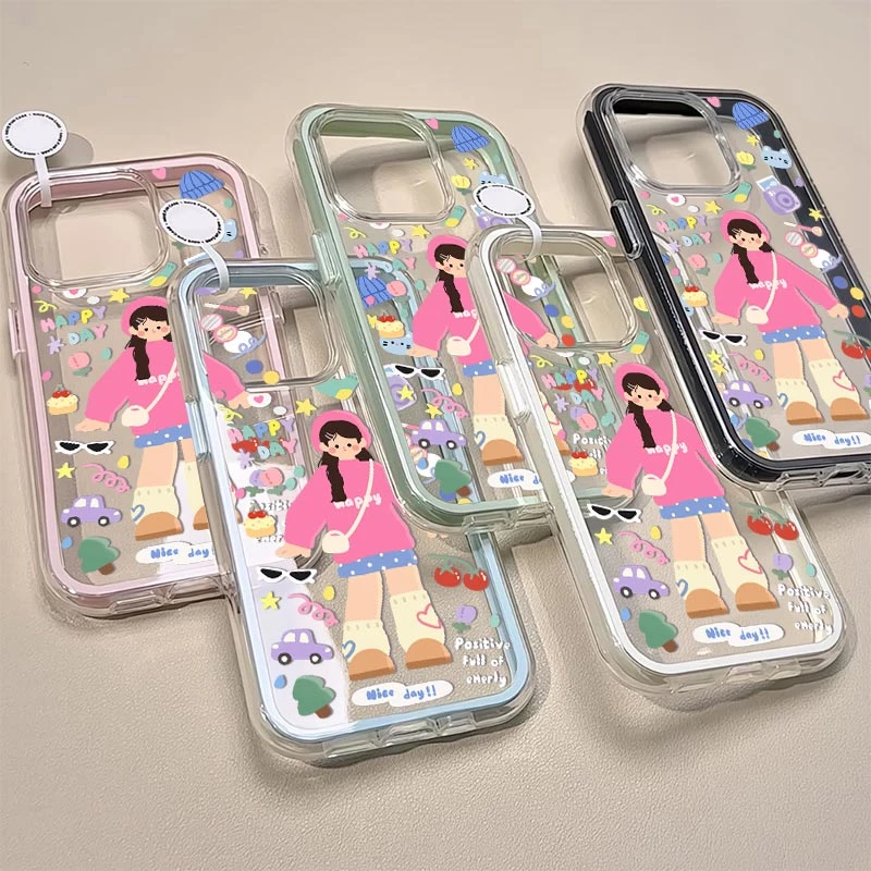 满屏快乐女孩适用苹果16promax手机壳iPhone15/14/13全包12二合一