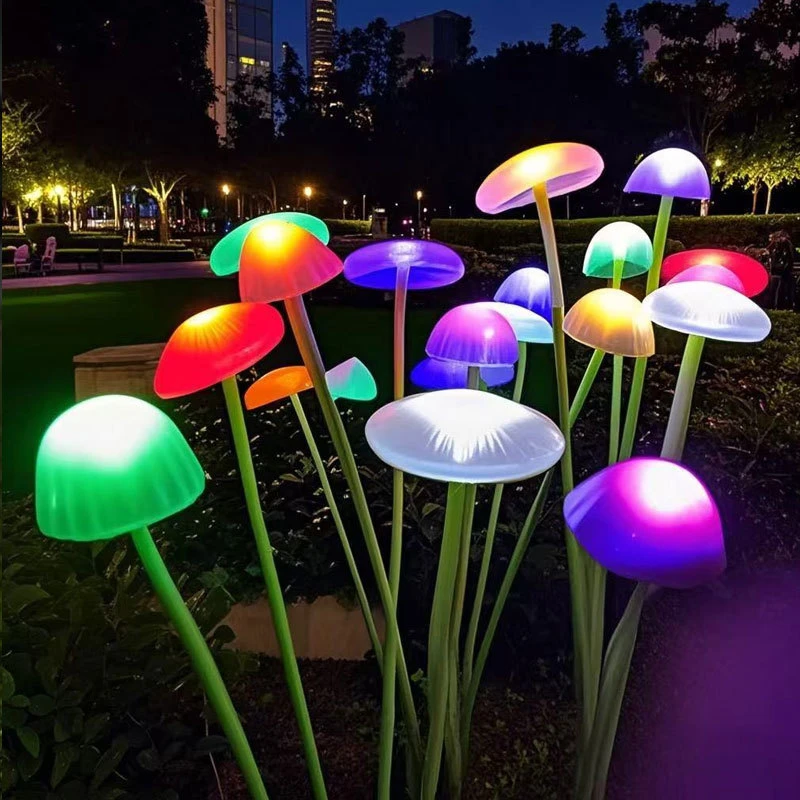 草坪灯景观庭院灯饰插灯太阳能蘑菇头水母灯景观灯