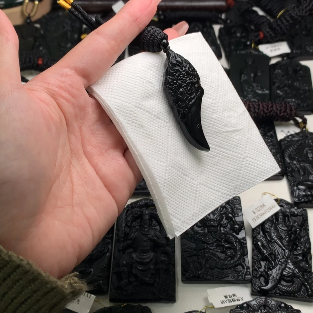 天然缅甸a货钢琴黑挂件