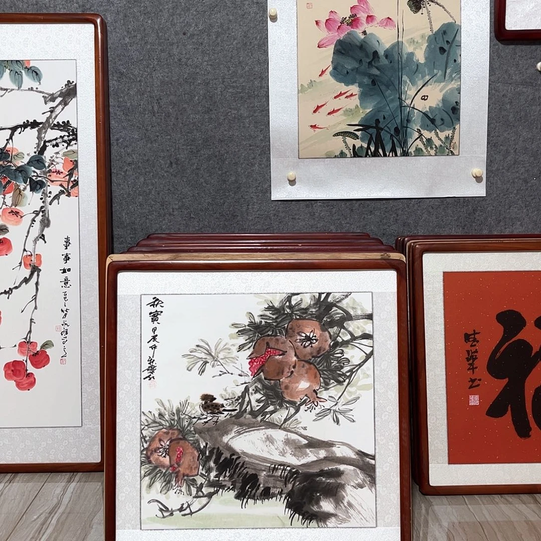 国画书画作品带框63×63