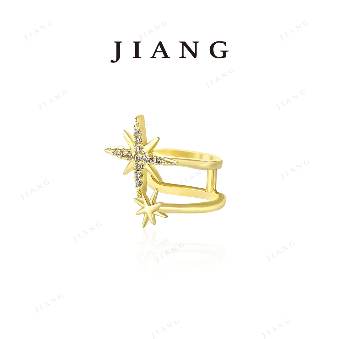 铜合金合成锆石耳饰 简约八芒星小众耳骨夹 4665