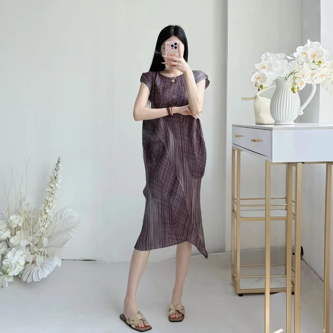 连衣裙显瘦印花基本高腰短袖宽松女装韩版时尚长裙气质轻奢夏季