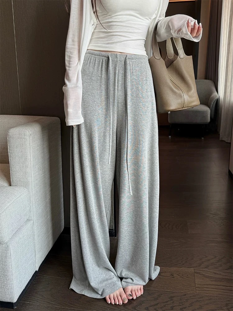 夏季新款高腰显瘦垂坠感阔腿抖抖裤女款休闲百搭垂垂裤