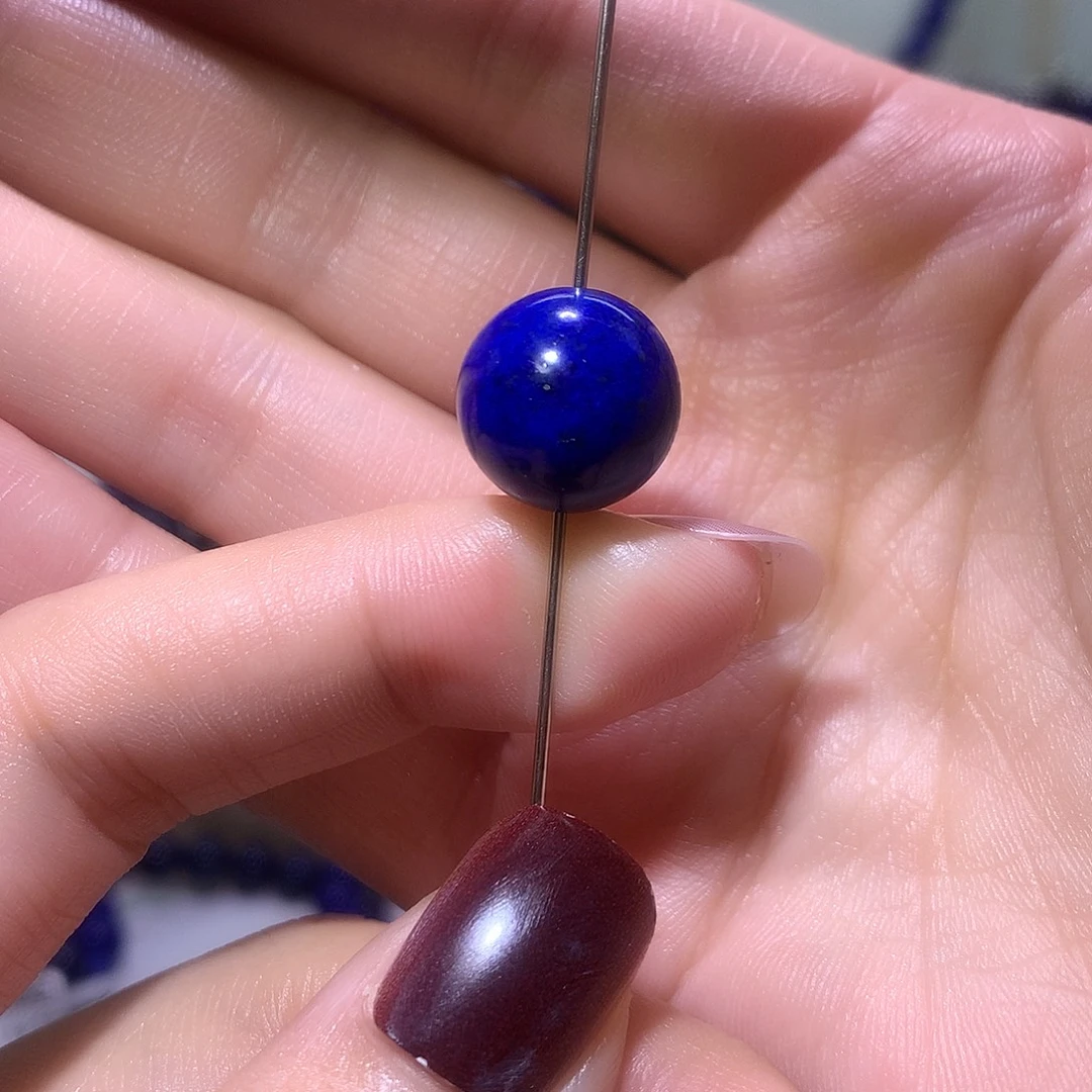 青金石未镶嵌天然原矿单圆珠13．7 m