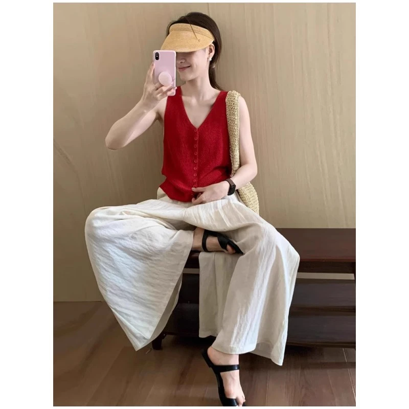 多巴胺红色泰式独特绝美小吊带背心马甲开衫女款夏季外穿无袖上衣