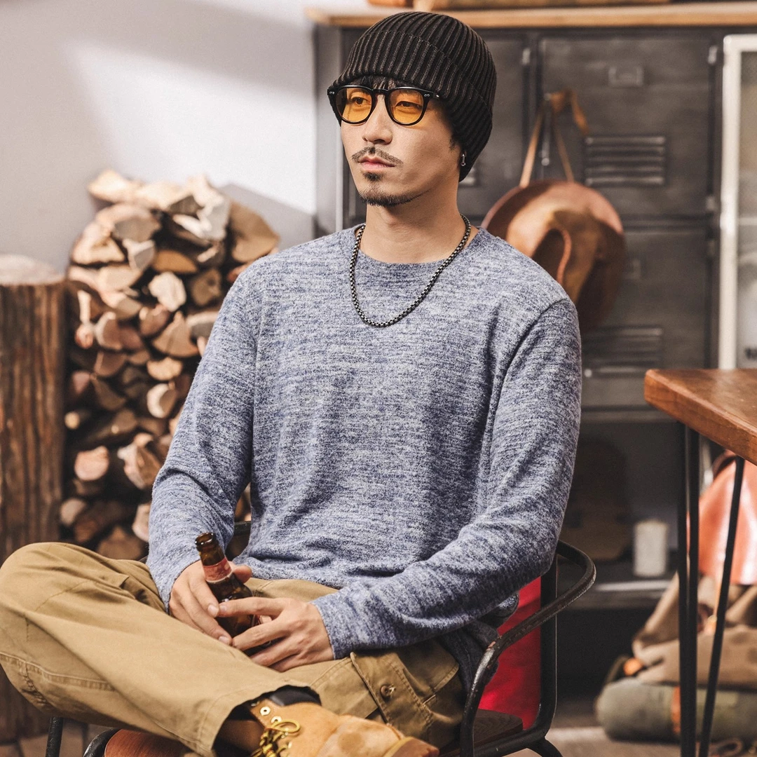 美式复古潮牌长袖t恤男秋季2025新款宽松内搭绒感打底衫男士上衣