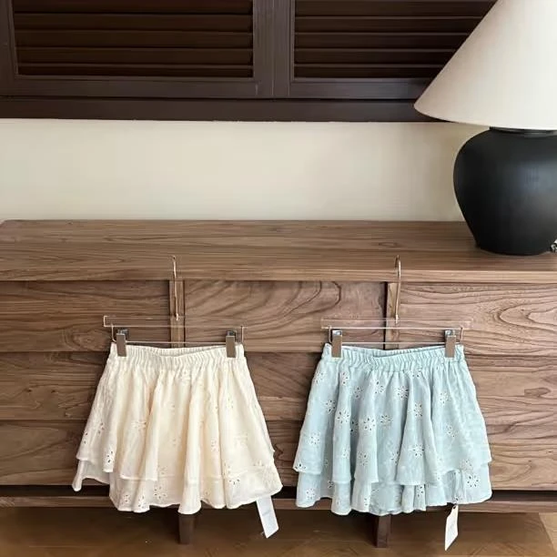 【赵小小yimao】25783-1 温柔风花边系带重工刺绣百搭高腰半身裙女