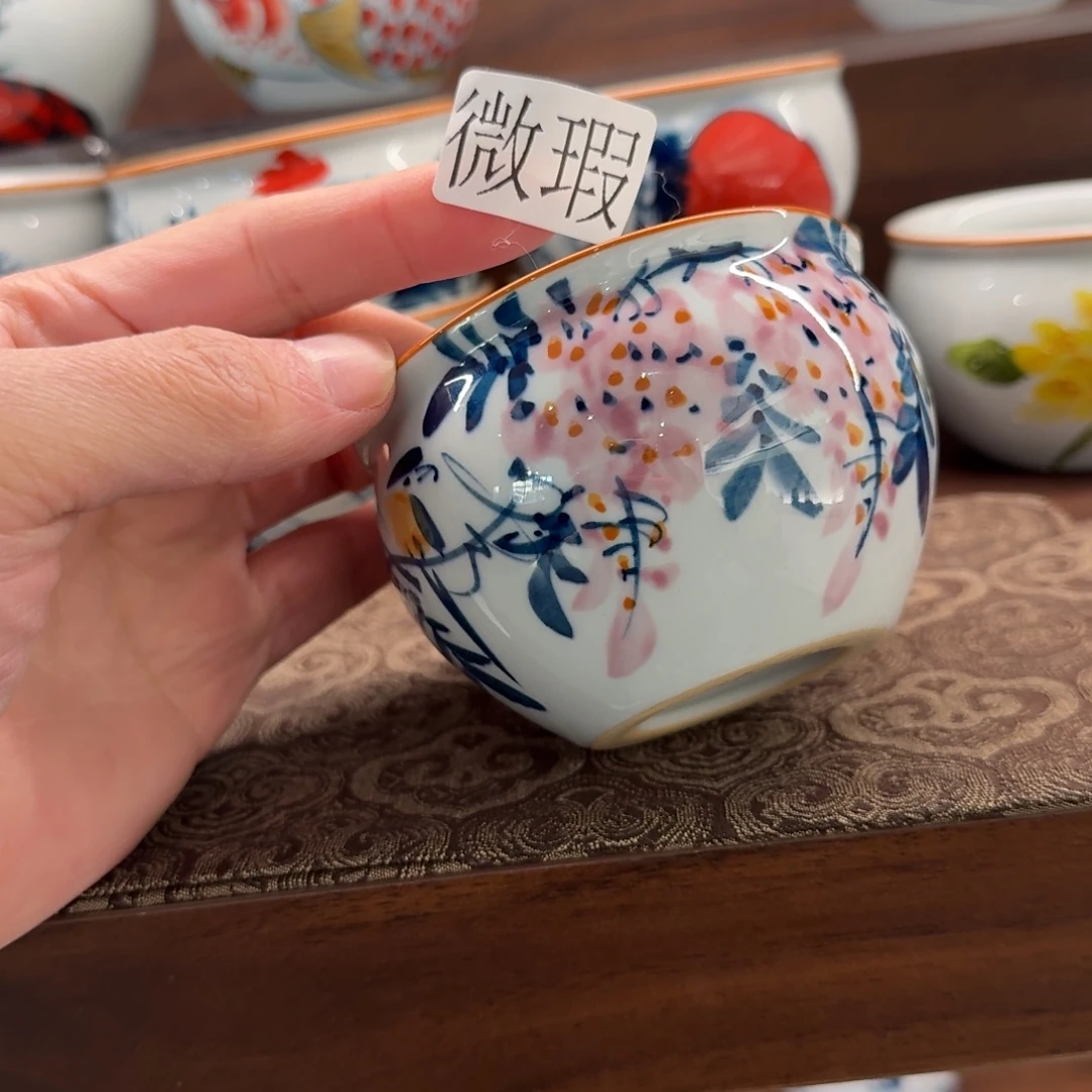 釉下手绘茶具微瑕