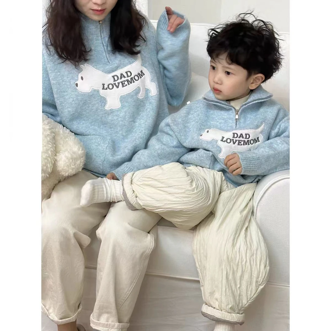 高品质韩版儿童秋冬新款毛衣重工刺绣拉链秀休闲百搭外套毛衣针织