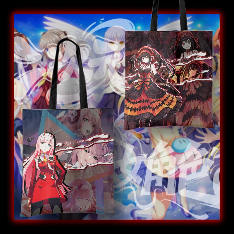 日漫帆布袋女主集结单肩包加厚双面手提包包小众设计大容量购物袋