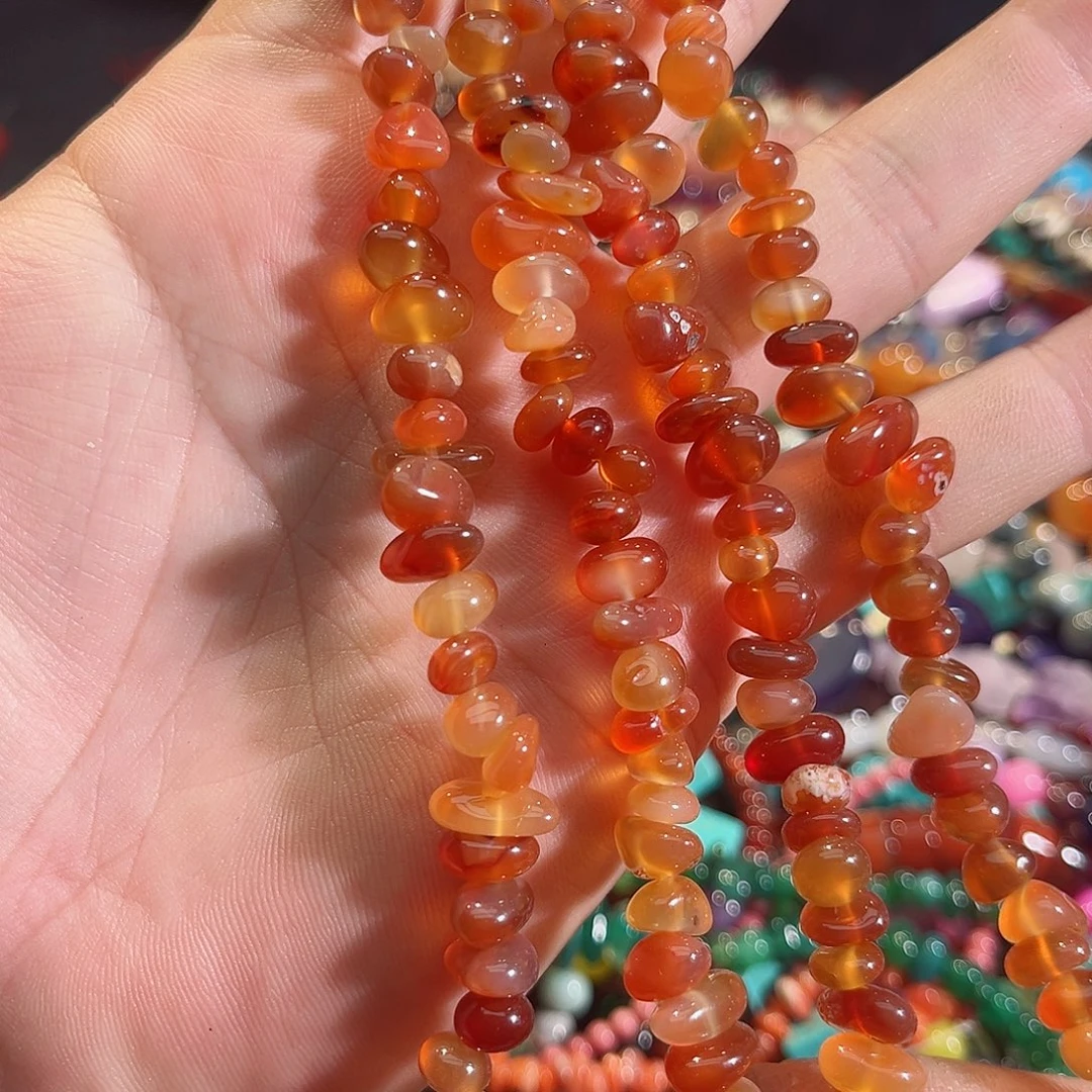 玛瑙/玉髓未镶嵌珠宝半成品圆头红玛瑙一条4圈85cm