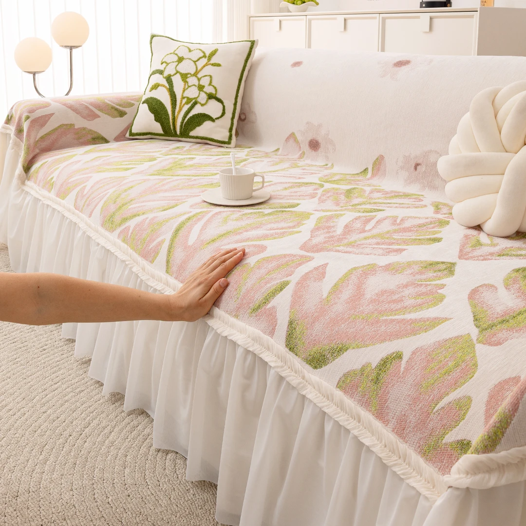 叶期四季通用2025新款沙发巾一整张全盖防滑沙发盖巾夏天沙发盖布