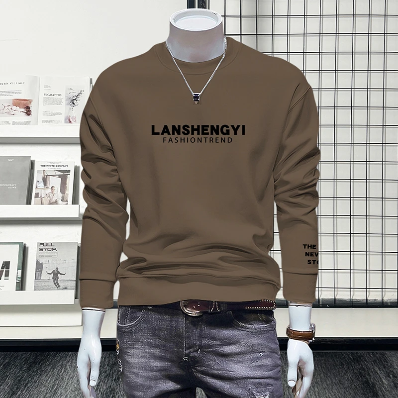 蓝晟依卫衣男款爆款2025新款秋冬季外套男士长袖加绒圆领红色卫衣