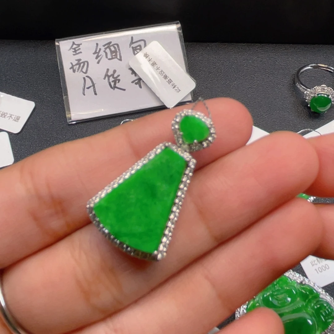 翡翠银S925镶嵌吊坠(不含链)