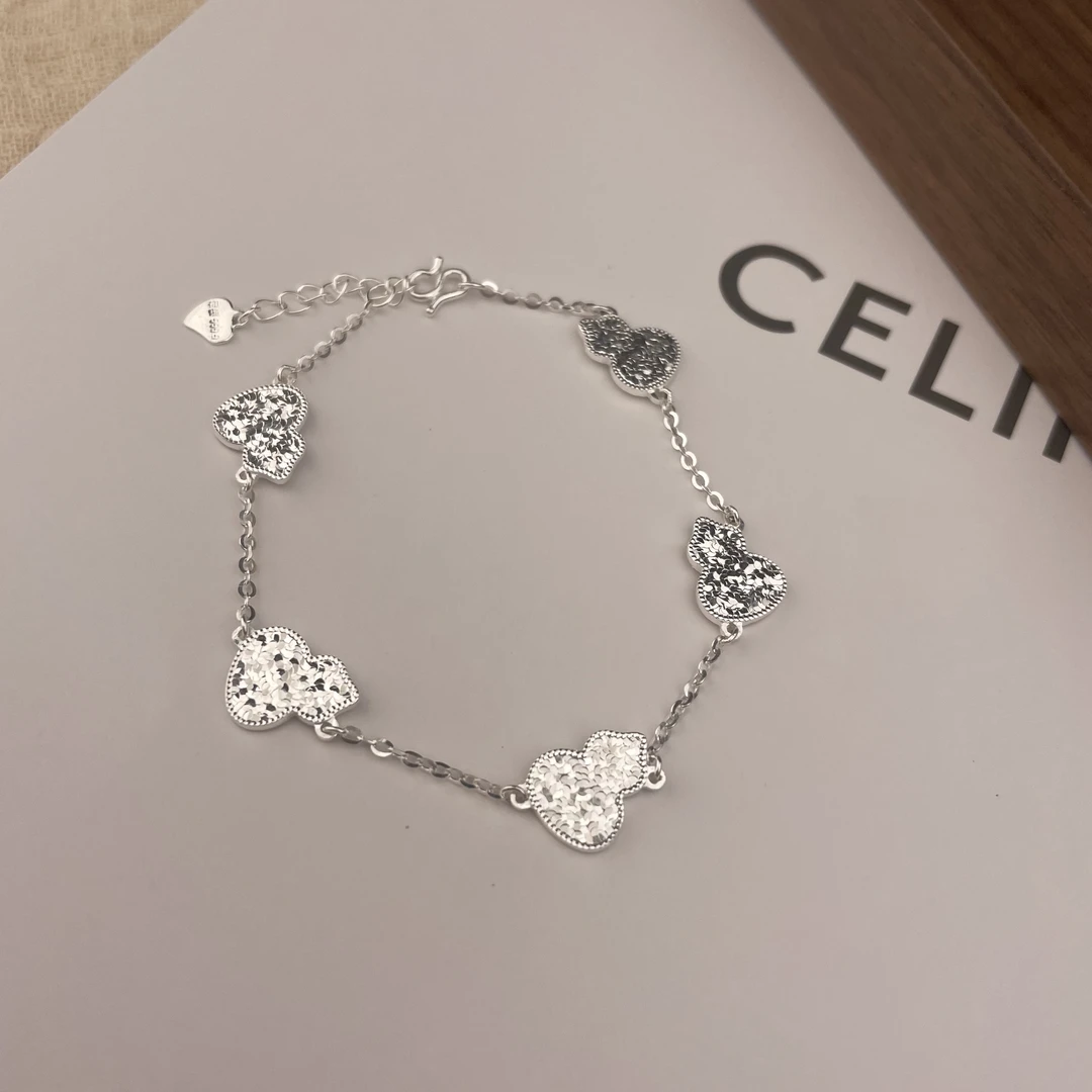 足银手链 足银999.9葫芦碎冰冰足银手链时尚精致百搭小众设计女