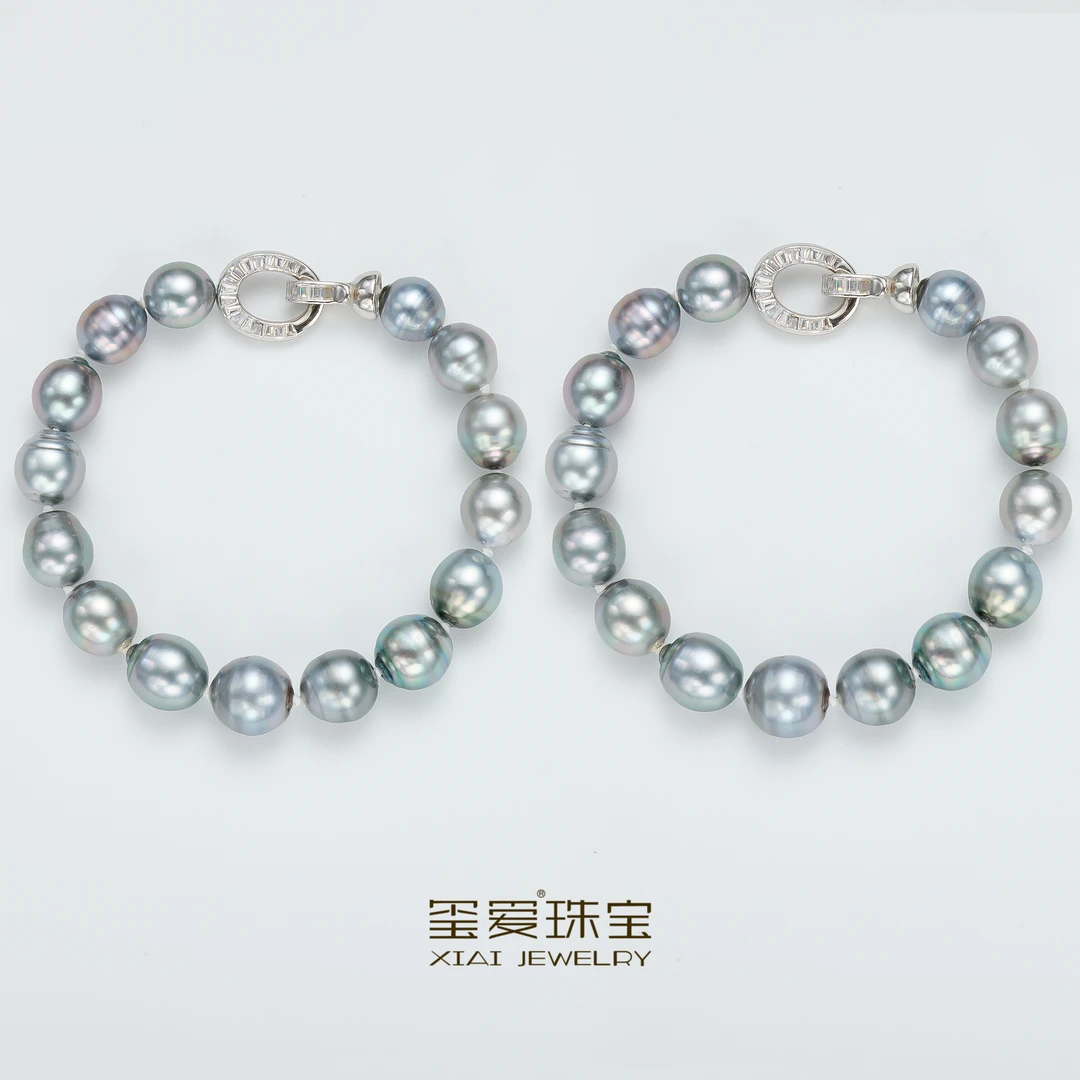 【玺爱门门】MM-54031-1-2 海水珍珠铂金灰手链 8-10mm（多样性发一）