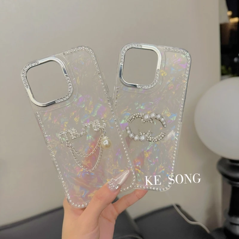 潮牌精致仙女镶钻贝母全包软壳适用苹果16/15/14/13手机壳