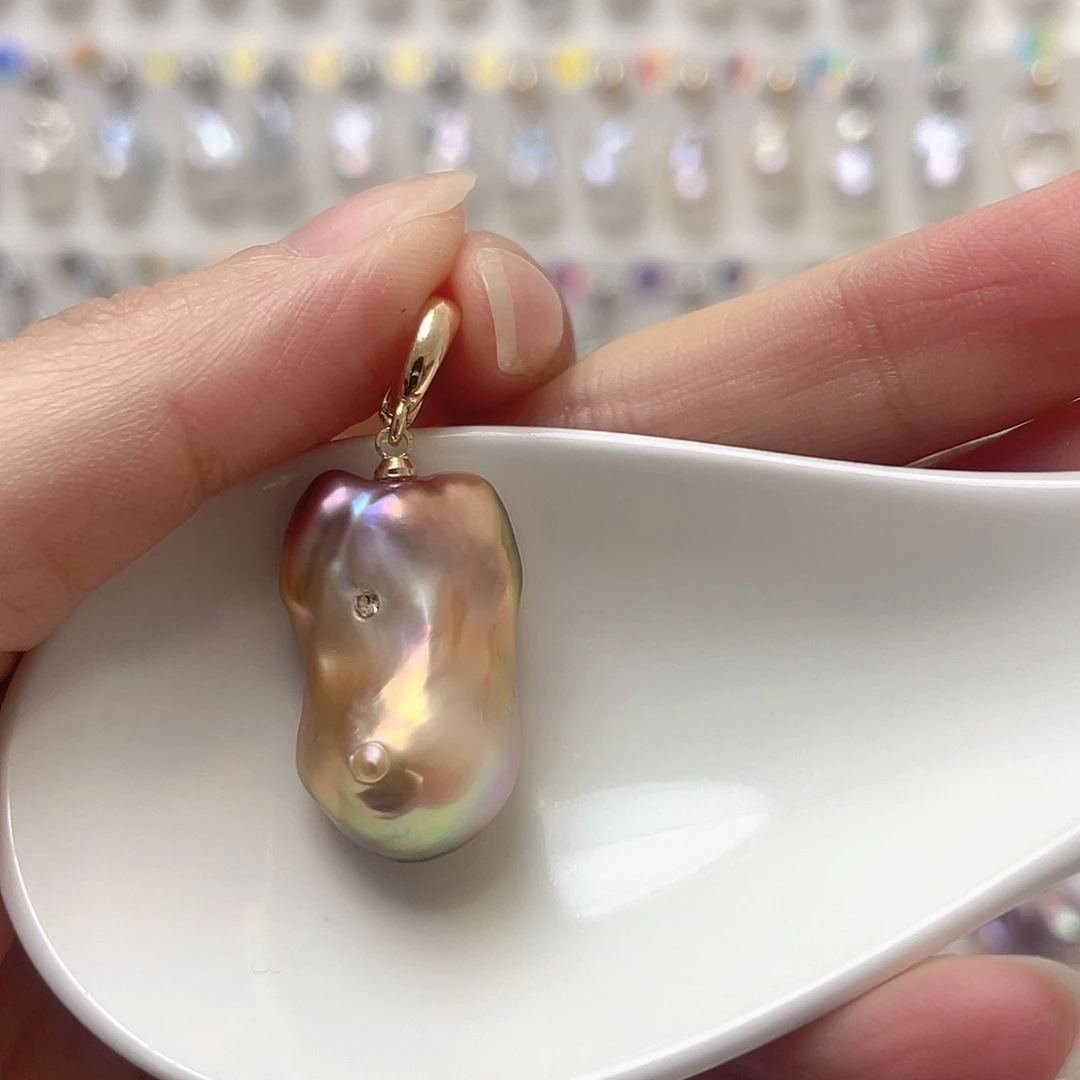 淡水珍珠银S925镶嵌耳坠