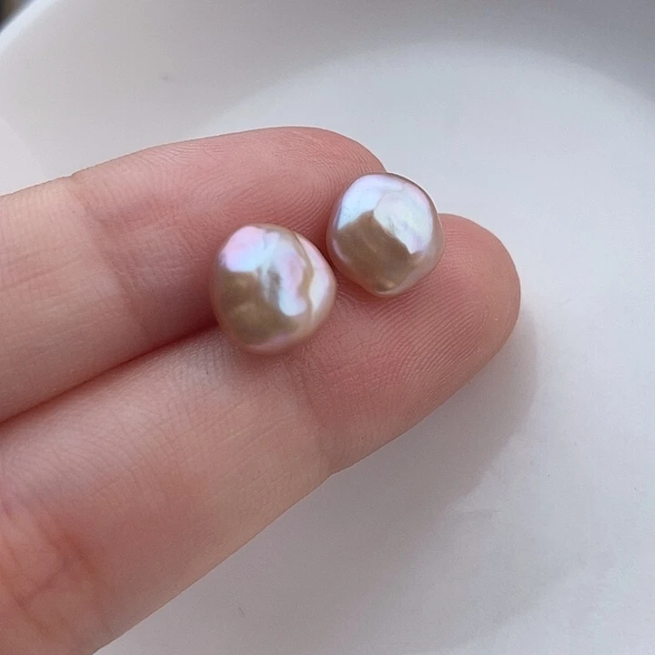 银S925镶嵌耳钉淡水珍珠