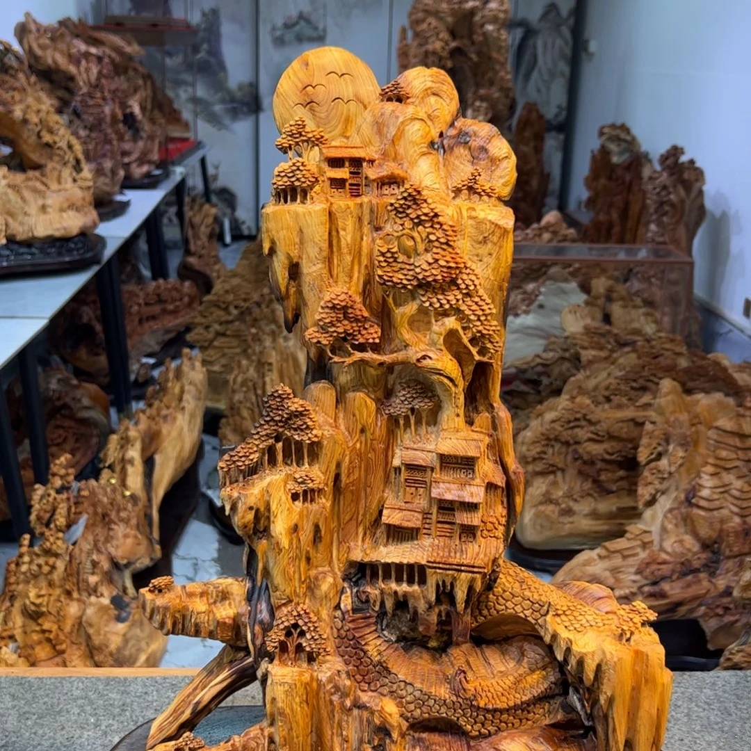 柏木（崖柏）崖柏根雕世外桃源