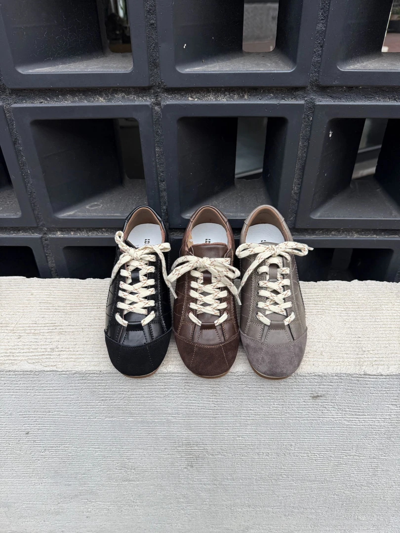 韩版时尚百搭真皮低帮休闲女鞋经典极简轻奢复古老钱风德训鞋042