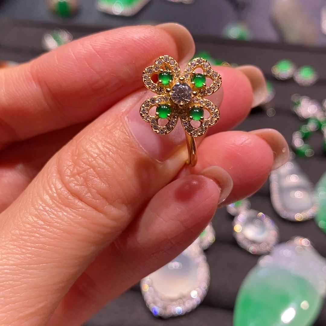 翡翠银S925镶嵌戒指翡翠戒指