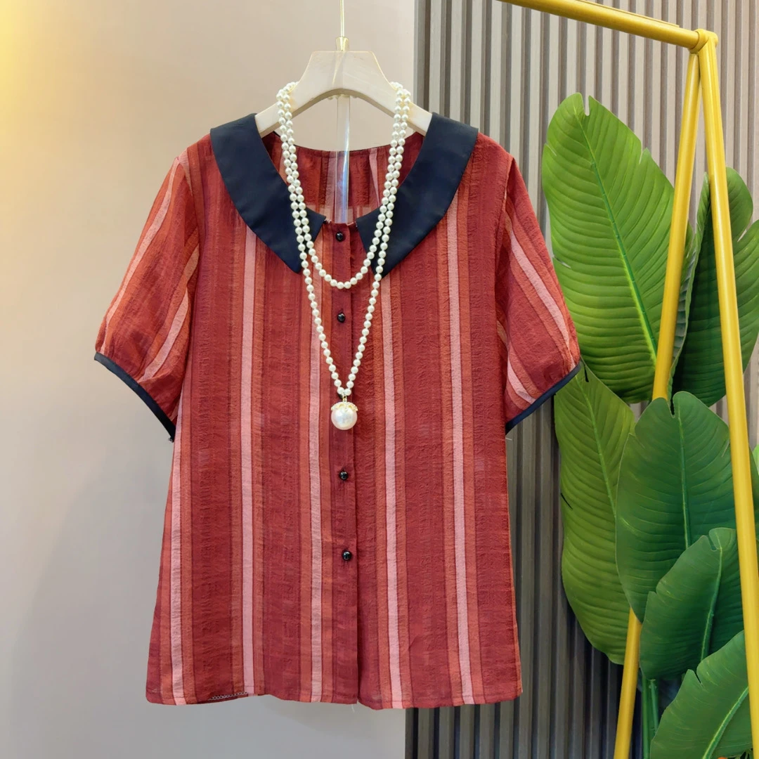 娃娃领时尚简约通勤气质显瘦小衫衣长64左右小众百搭