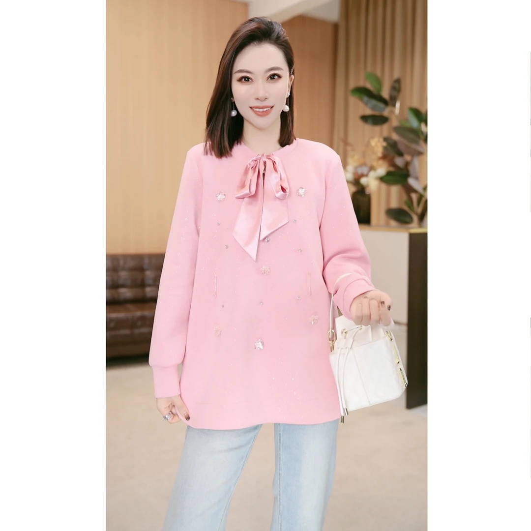 林果&季得 【触感】时尚减龄气质百搭设计感女士长袖款卫衣