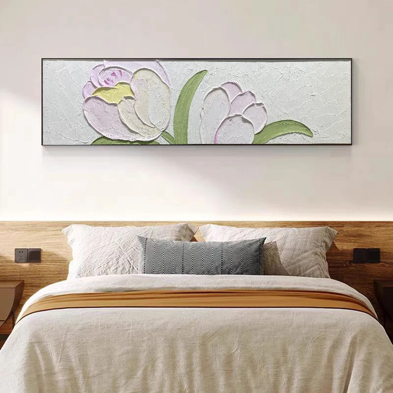 郁金香-纯手工立体抽象卧室床头装饰画主卧次卧艺术挂画卧房背景