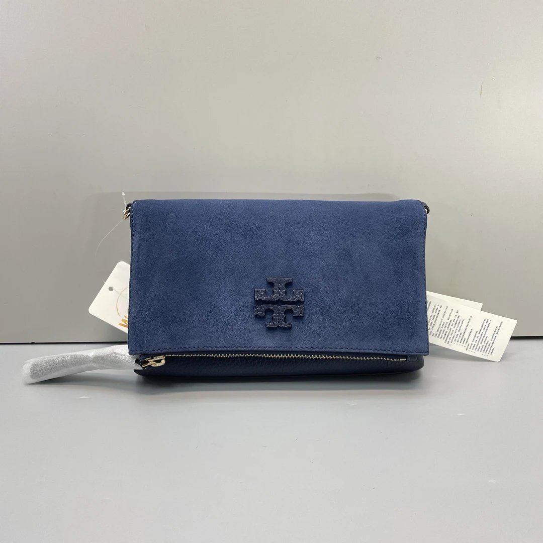 95新 TORY BURCH/汤丽柏琦 媚姐/蓝色斜挎包22x14x3cmF122810