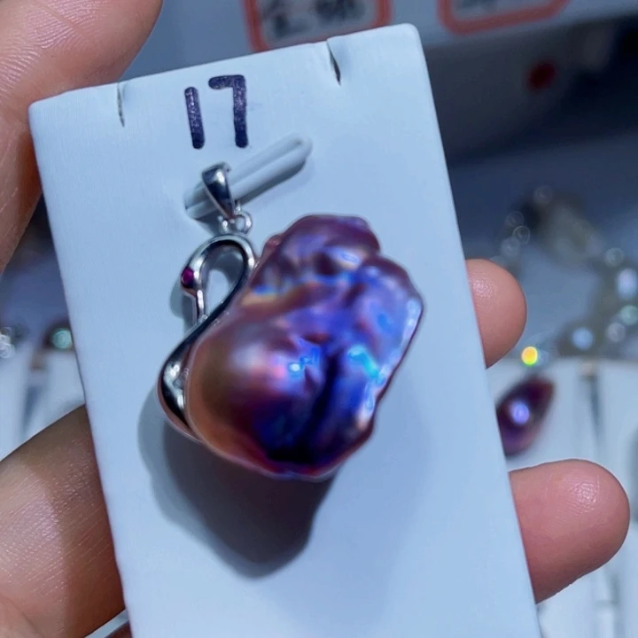 淡水珍珠吊坠(不含链)银S925镶嵌曼**程