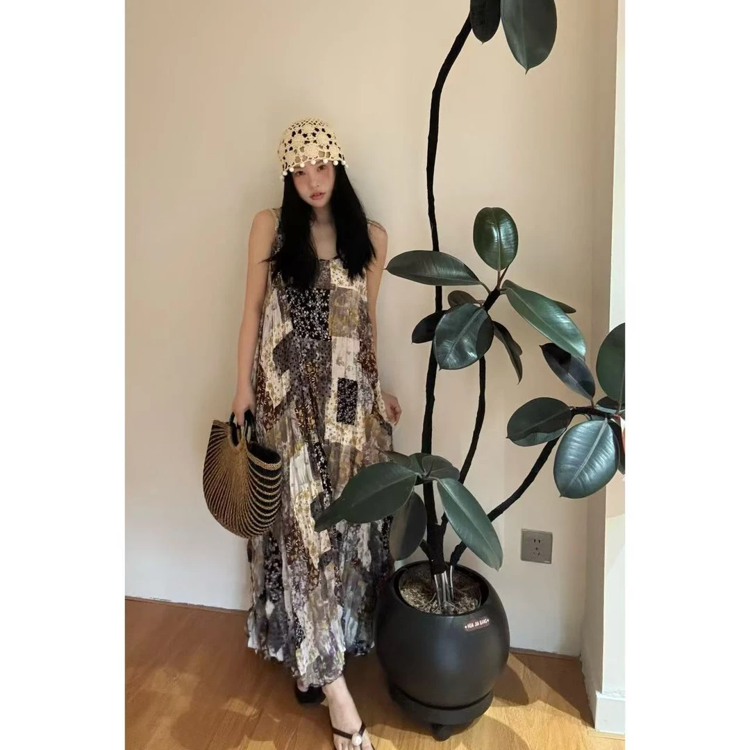 JINZIXIU【巴洛米雅】超级洋气海边度假风复古绝美吊带连衣裙