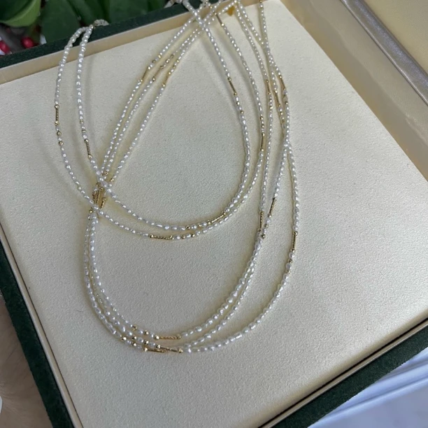 18k金海水keshi项链设计款时尚百搭多样性发一