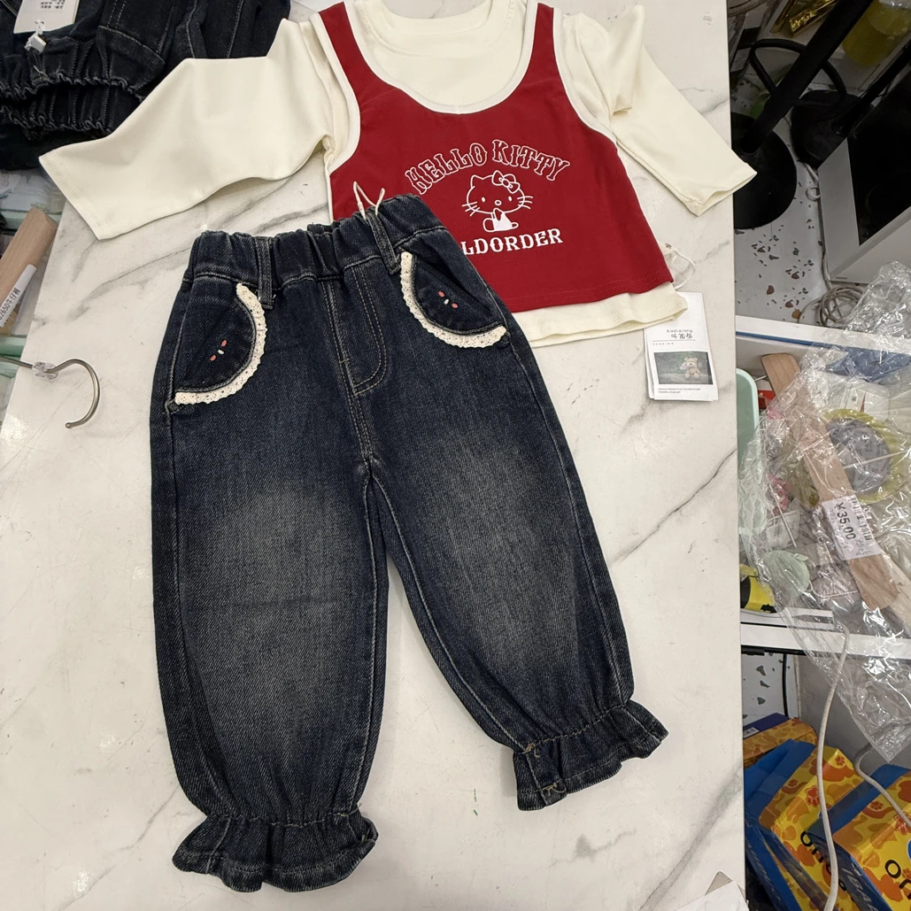 77137春秋新款女童休闲牛仔裤外套