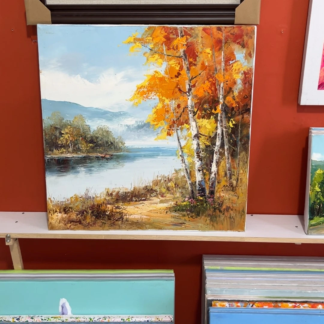 手工手绘精品油画60+60厘米内框