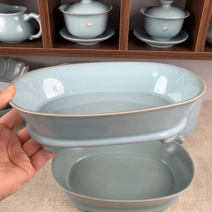 摆件瓷青釉釉大号水仙盆微瑕